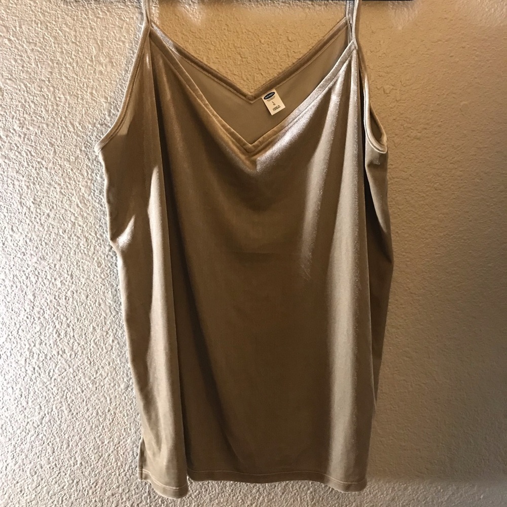 Old Navy Taupe Velvet V-Neck Top